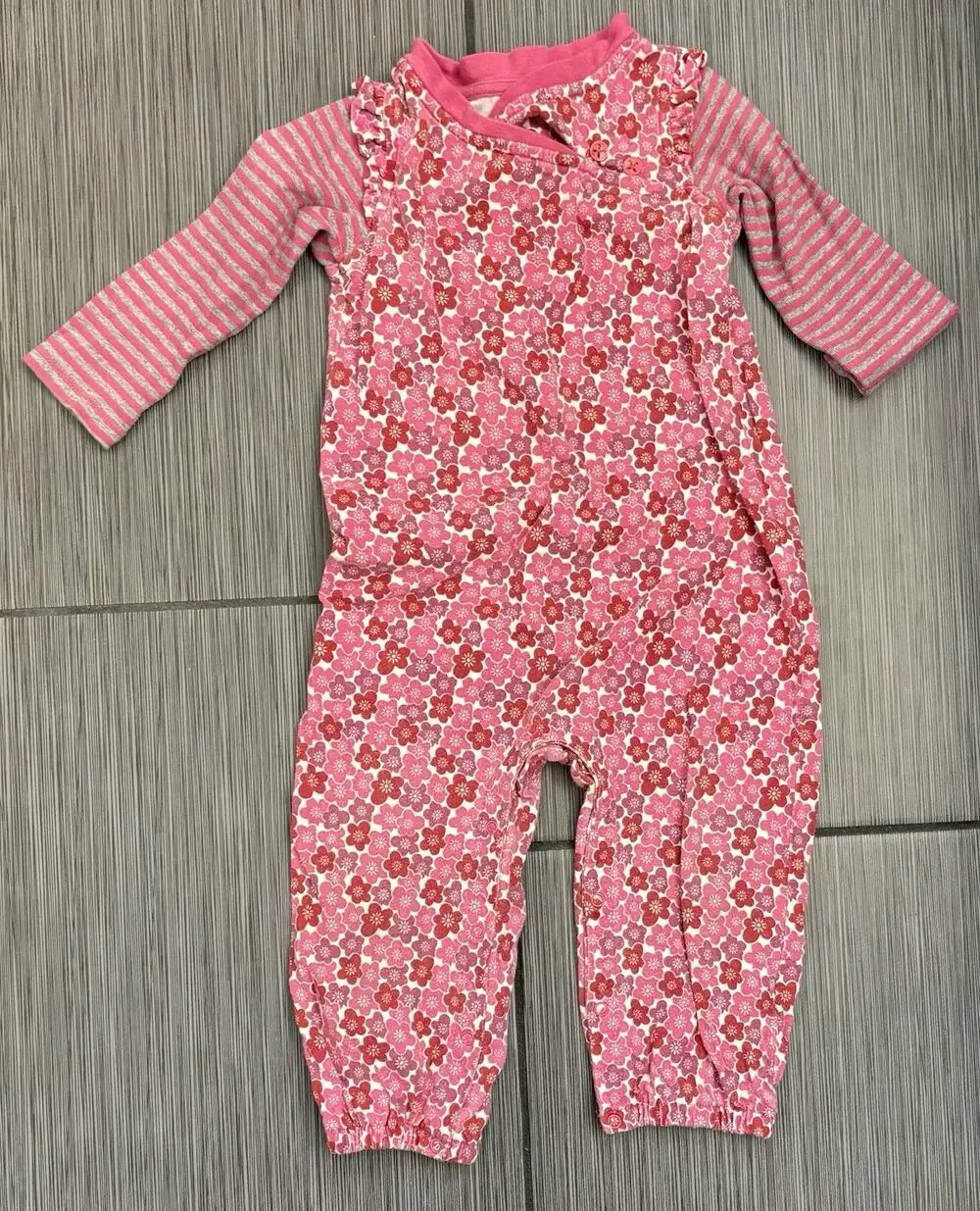 Tea Collection Pink Floral Rompers Size 12-18 Months Cotton
